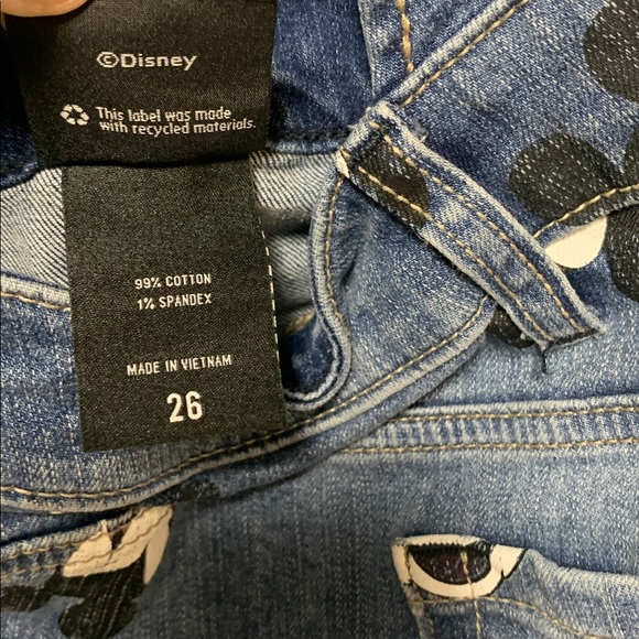 Disney Mickey Mouse Jean Shortalls Short Overalls Size 26 - Picture 4 of 5